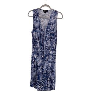 Karen Kane Blue and White Patterned Tie Dress